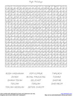 Click here for High Holiday Activities - Word Find